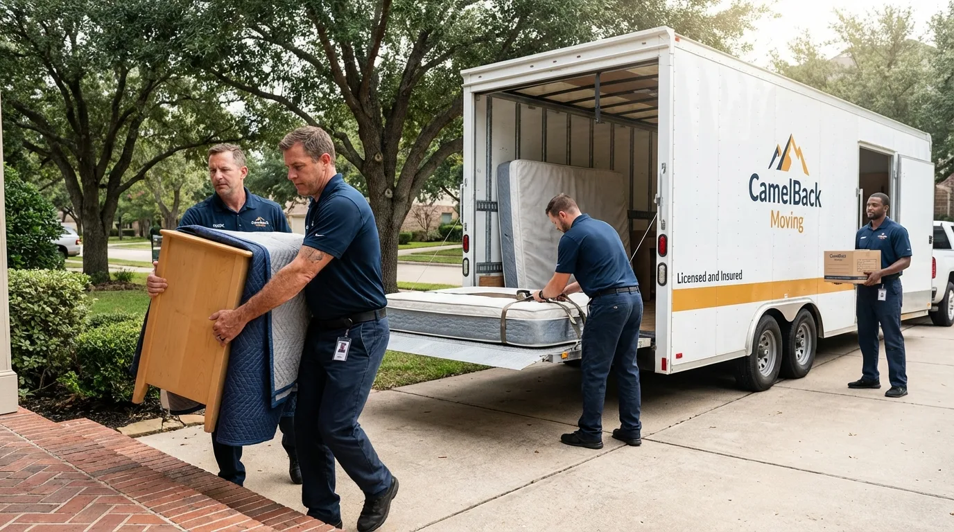 Crew loading residential truck for cross-state move from Monaca, PA