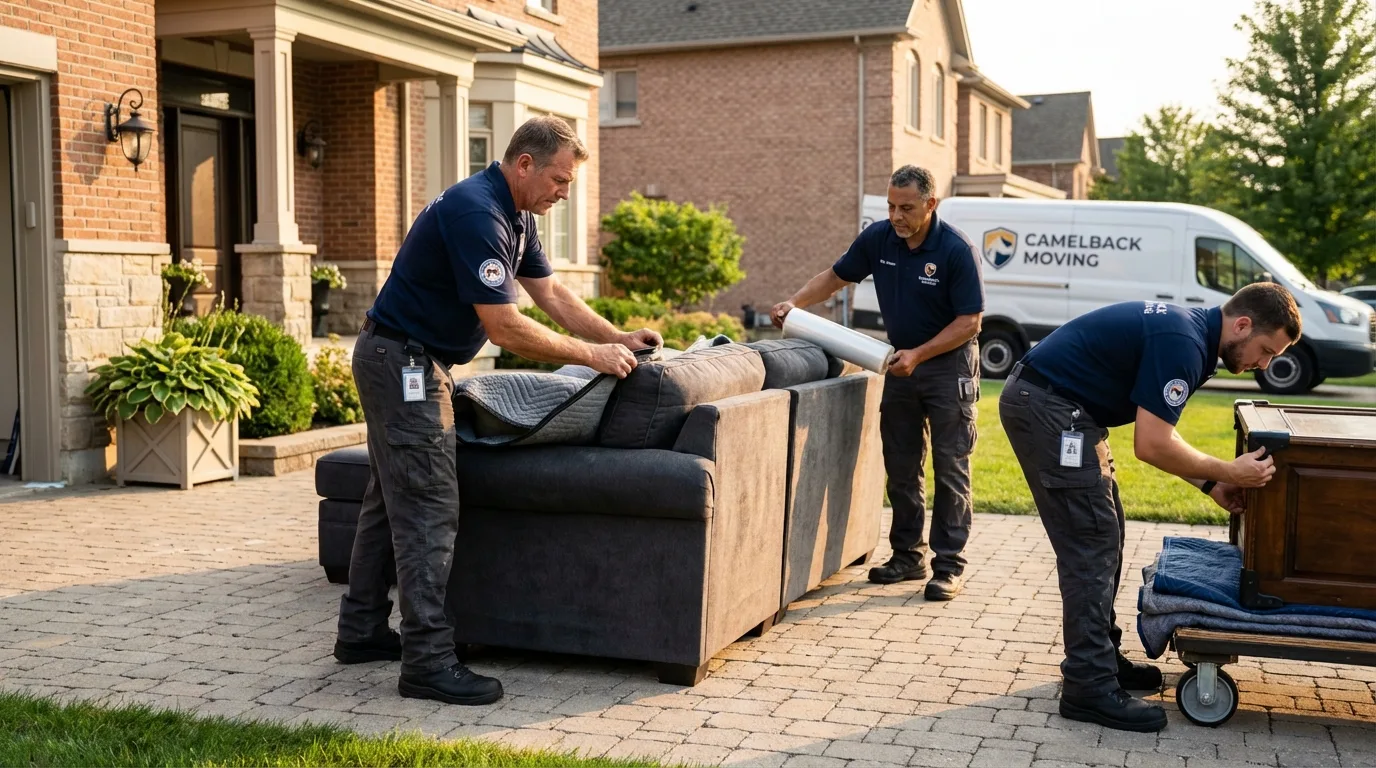 Large estate moving crew wrapping furniture in Monaca, PA