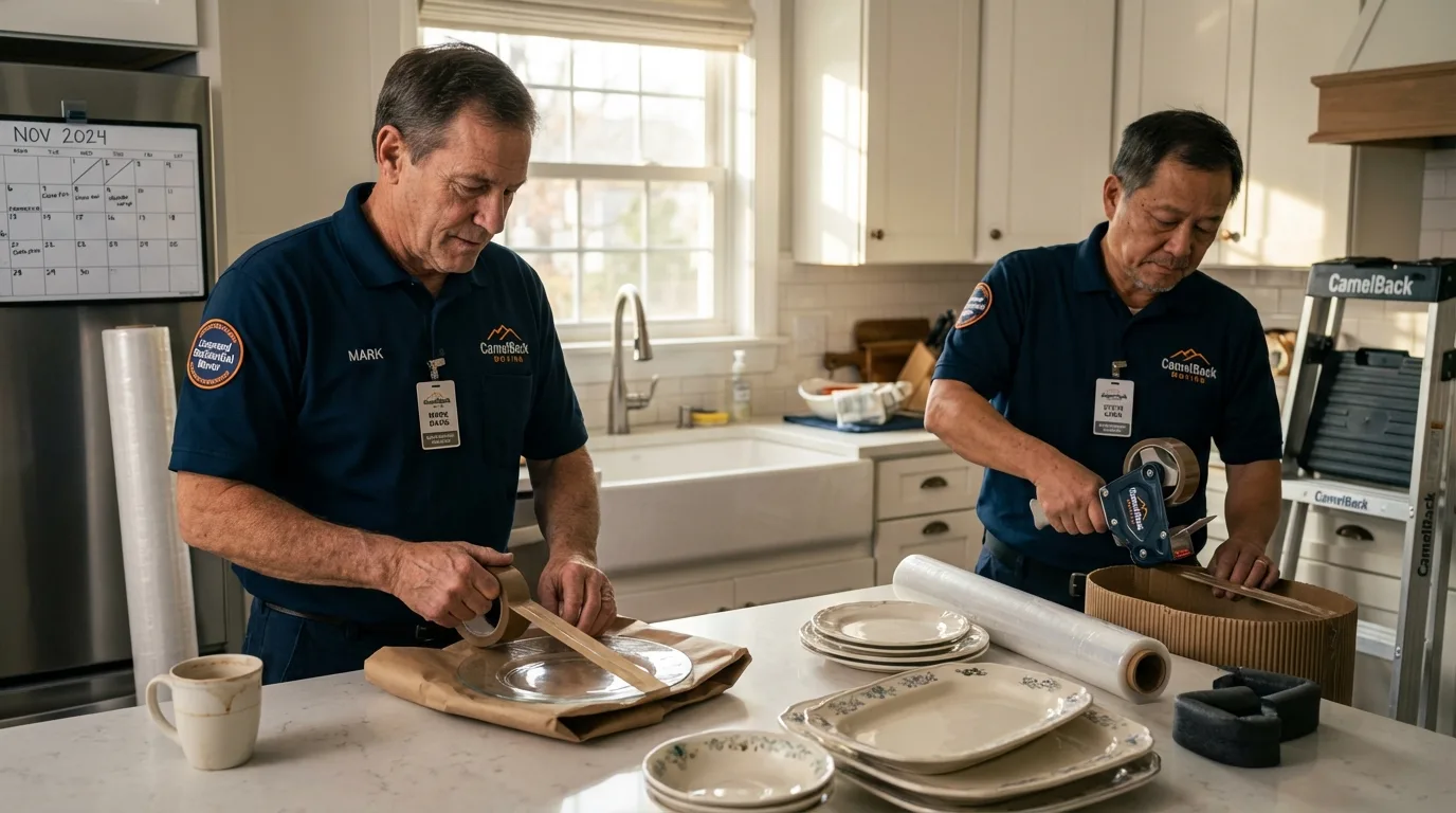 Professional crew packing kitchen dishware in Monaca, PA